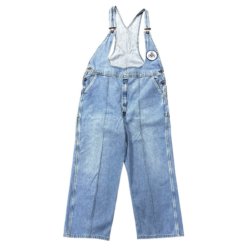 VTG Dickies Denim Overalls Wide Leg Front Cutout Bib 90s Workwear Style XL